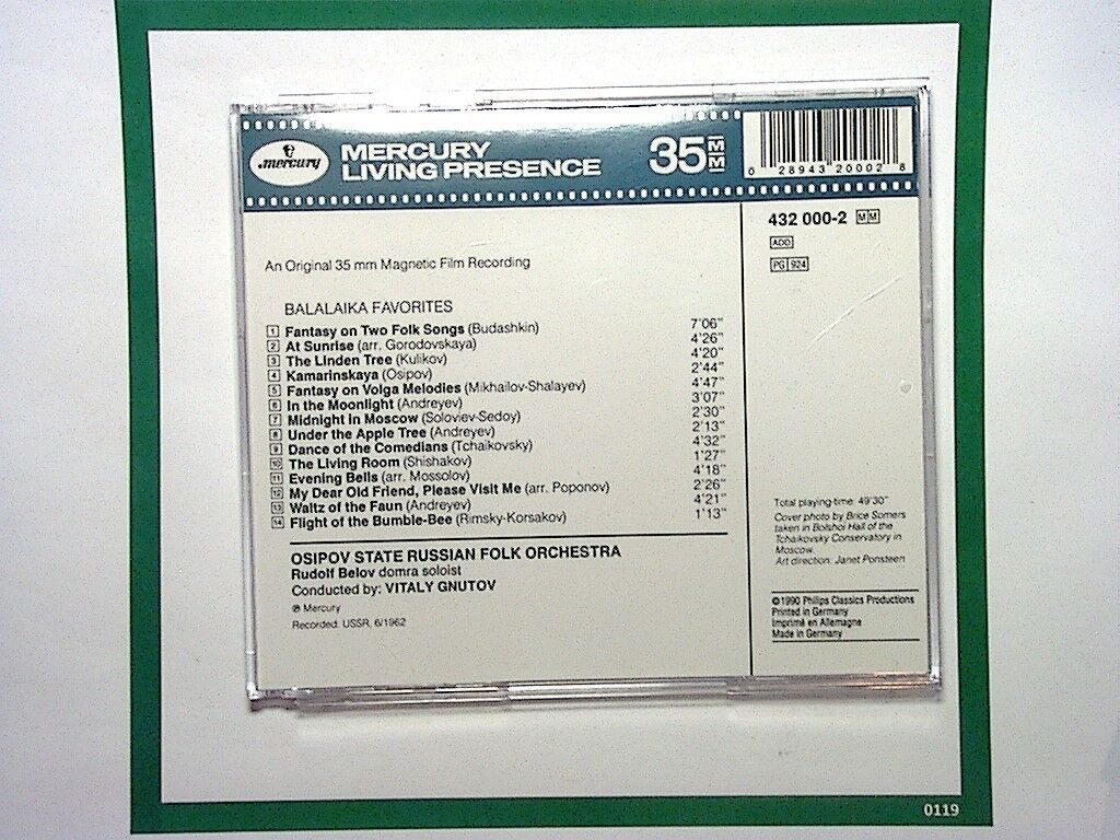 Osipov Russian Folk Orchestra - Balalaika Favorites (1990) CD Mint