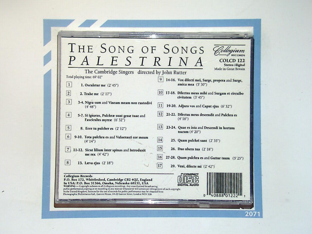 The Cambridge Singers, John Rutter Palestrina: Song of Songs CD Mint