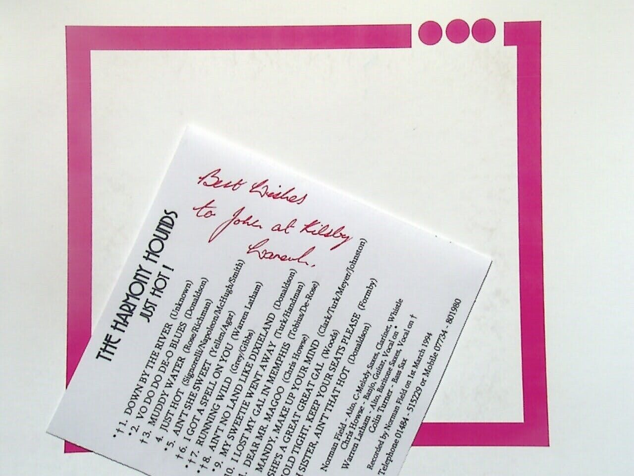 The Harmony Hounds just Hot! CD VGC Signed