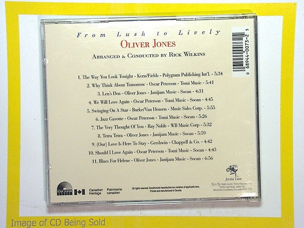 Oliver Jones From Lush to Lively CD Mint