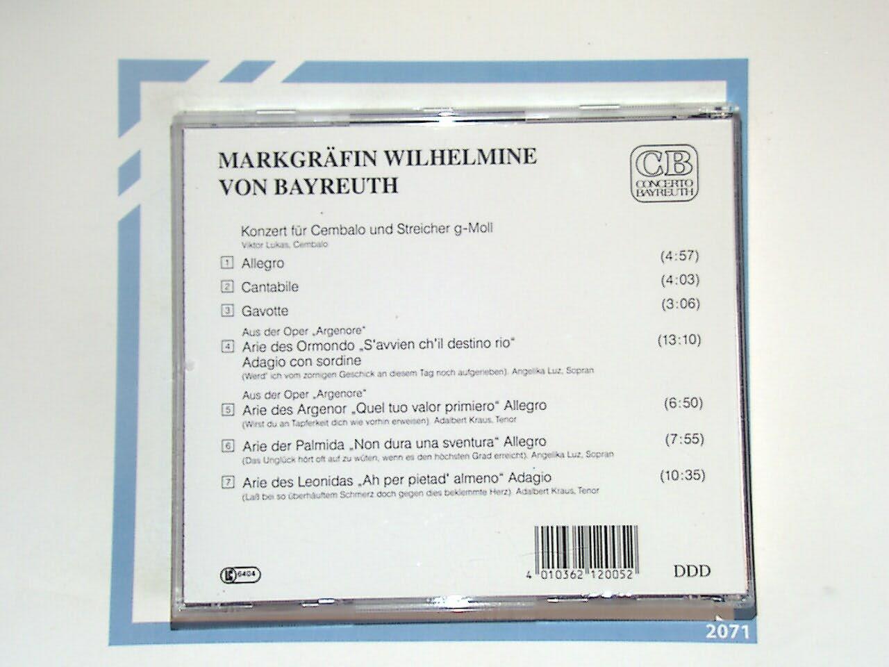 Wilhelmine, Markgräfin Von Bayreuth im Markgraflichen Opernhaus CD Mint