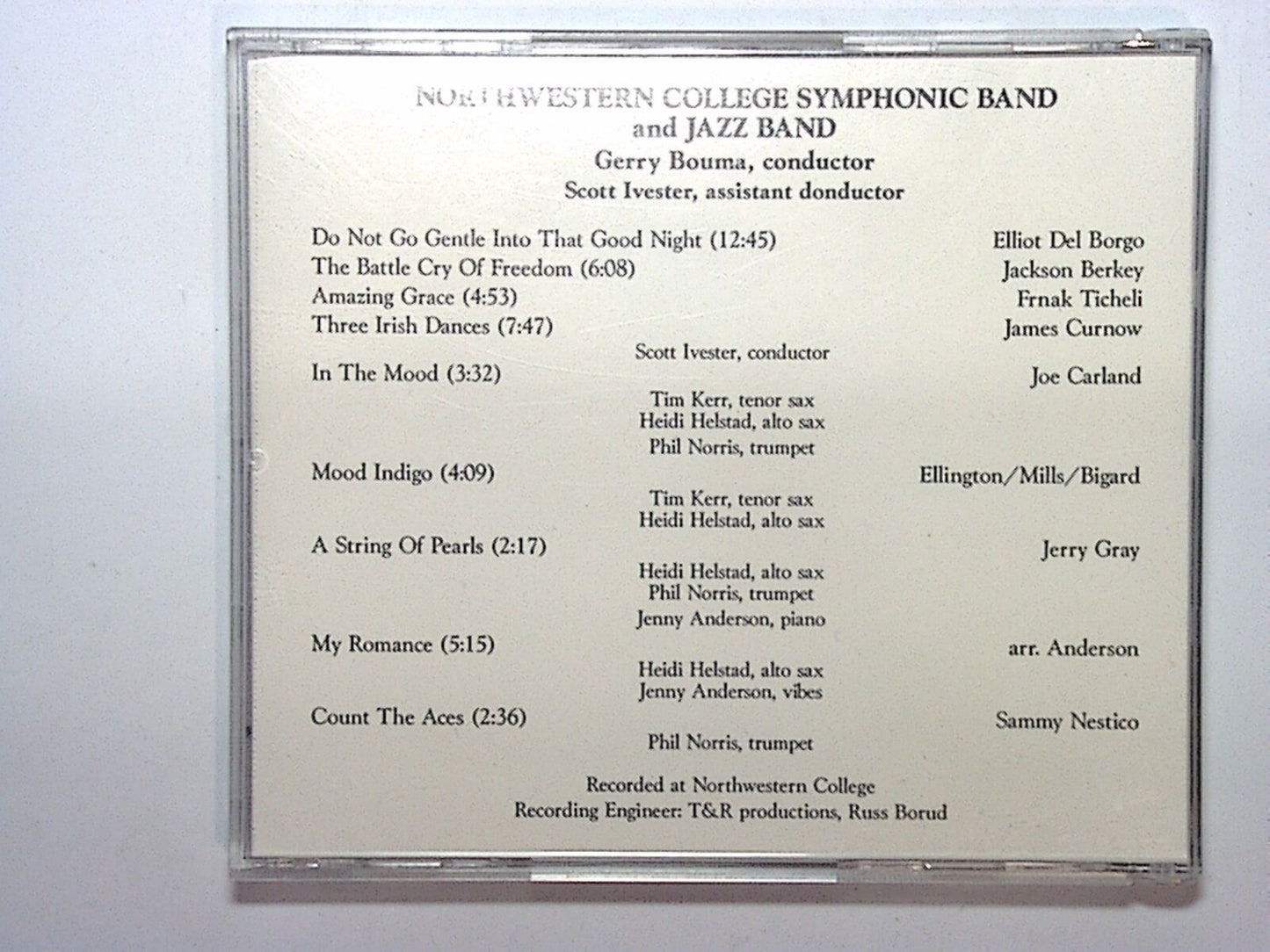 Northwestern College Symphonic Band and Jazz Band 1995-96 CD Mint