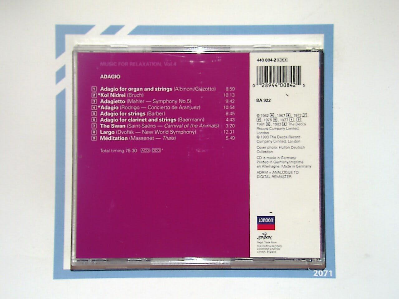 Music for Relaxation 4 - Adagio CD Mint