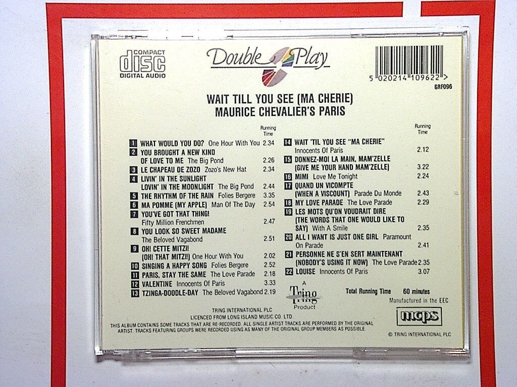 Maurice Chevalier - Wait til You See (Ma Cherie, 1993) CD mint