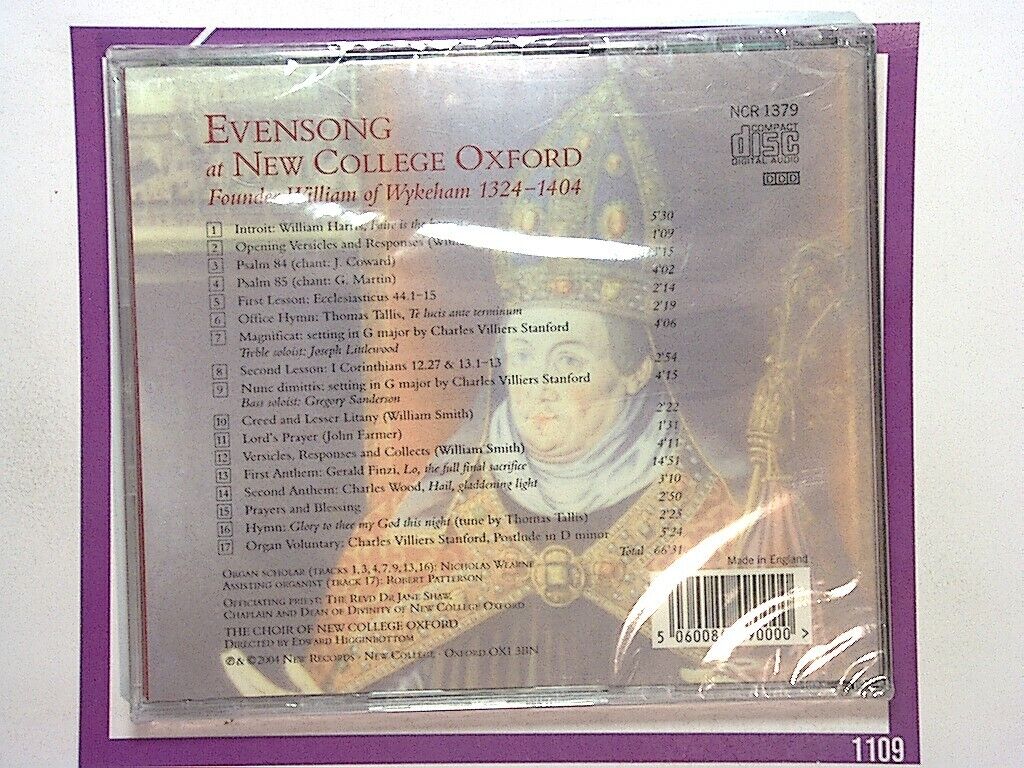 600th Anniversary Edition Evensong At New College Oxford CD New