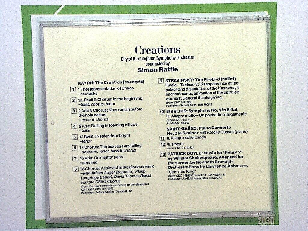 Simon Rattle Creations City Of Birmingham Symphony Orchestra CD