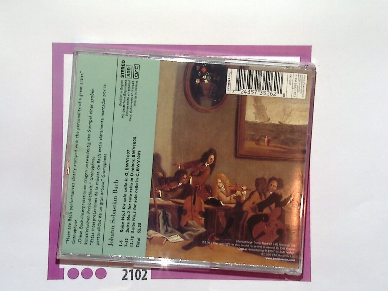 Paul Tortelier Bach Suiten Fuer Cello 1,2,3 CD Mint