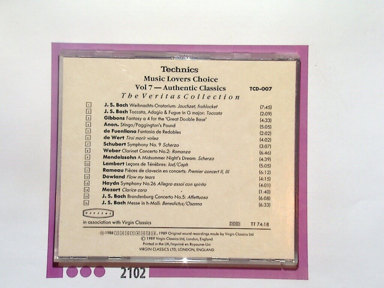 Technics Music Lovers Choice Vol 7 Authentic Classics CD Mint