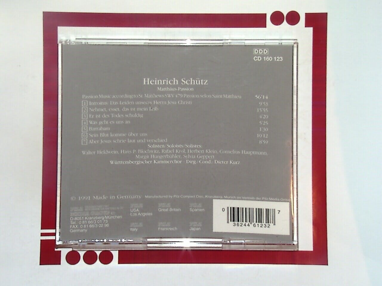 Vienna Master Series Heinrich Schutz Matthaus Passion CD Mint