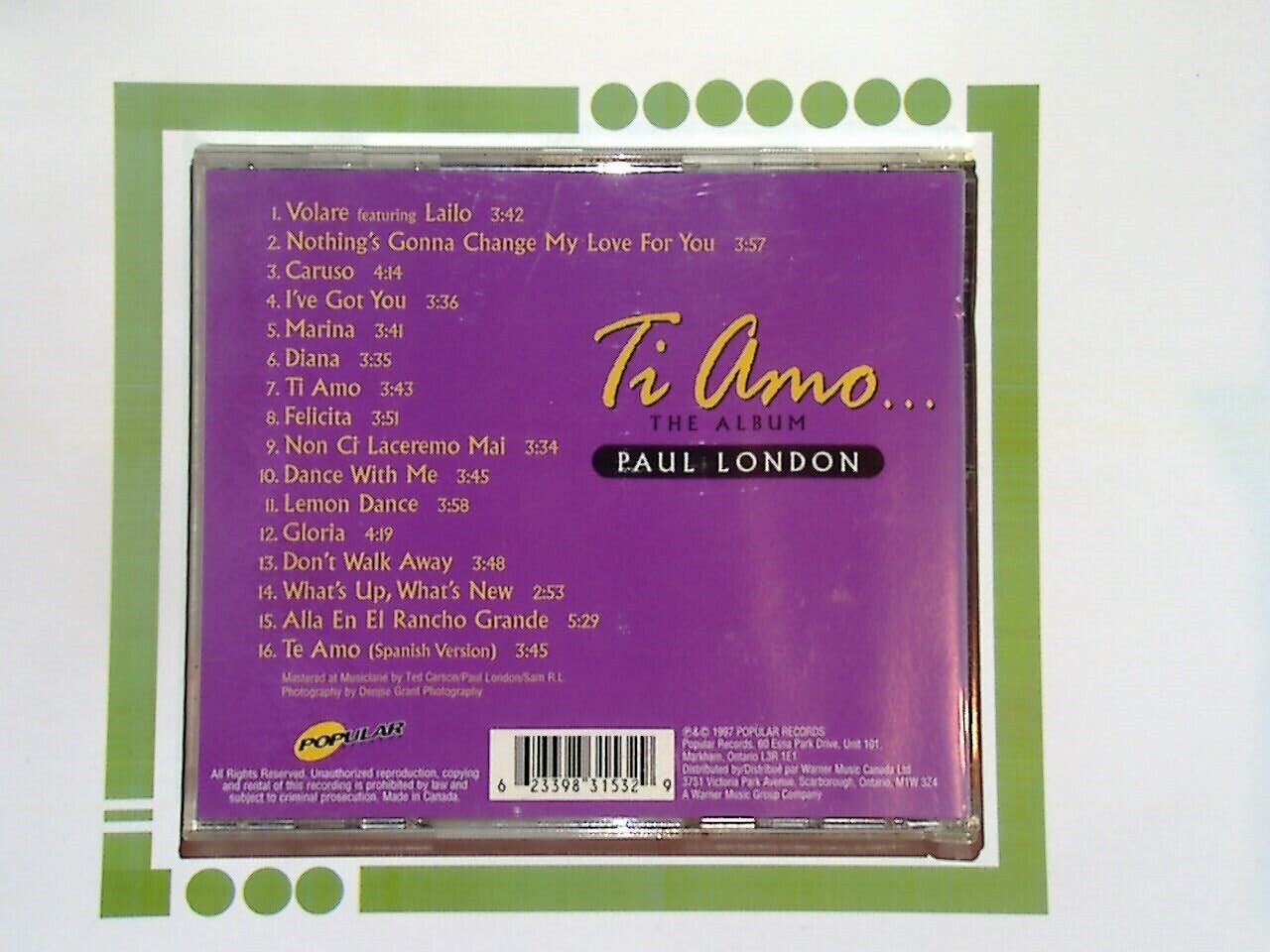 Paul London Ti Amo...the Album CD VGC
