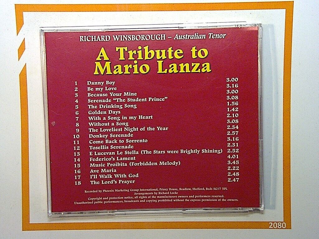 Richard Winsborough Sings A Tribute To Mario Lanza CD Nr Mint