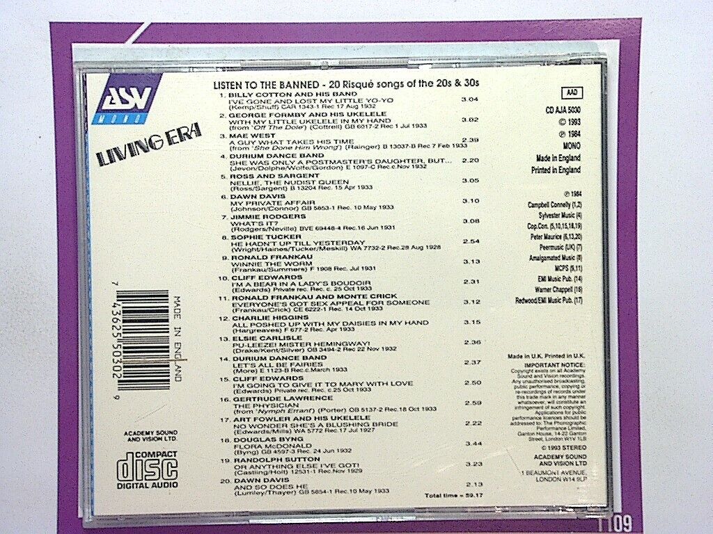 Various Artists Listen To The Banned CD Mint