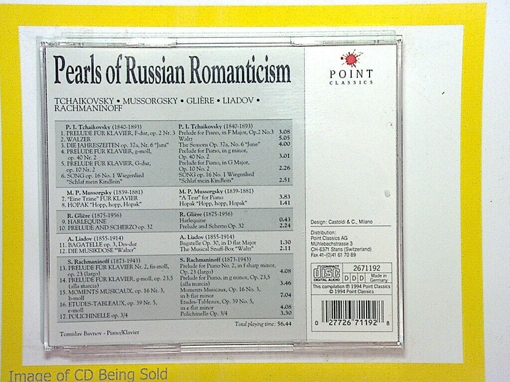 Pearls for Russian Romanticism (Audio CD) Tomislav Bavnov Piano Mint