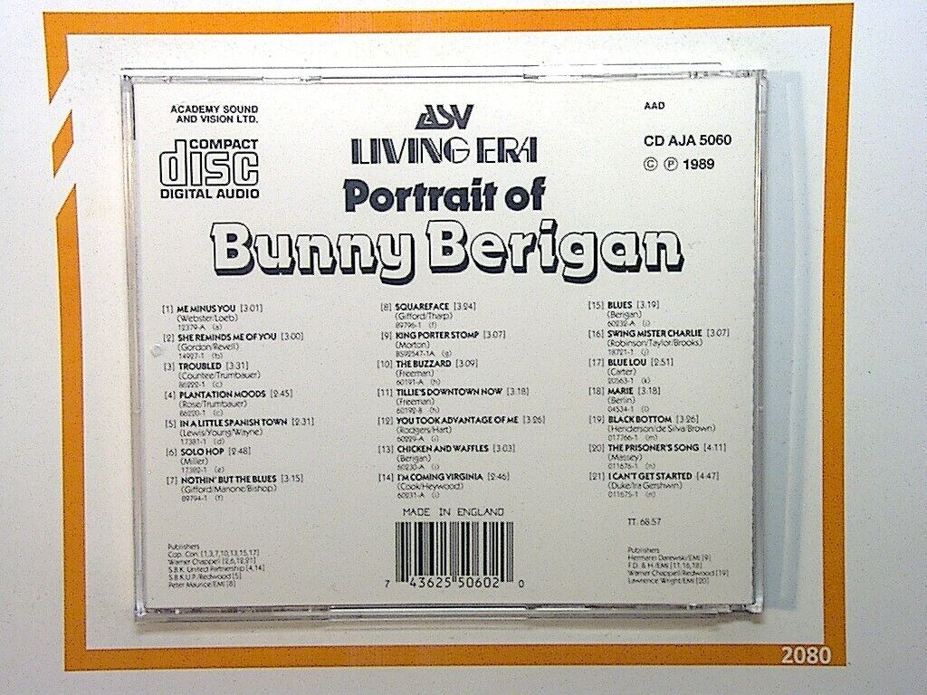Portrait Of Bunny Berigan Bunny Berigan & His Orchestra CD Nr Mint