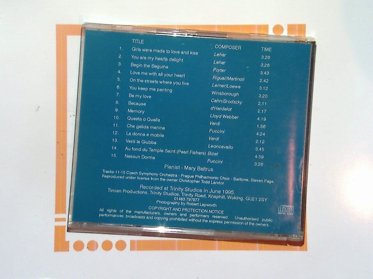 Richard Winsborough Australian Tenor - Tenor Favourites CD Near Mint