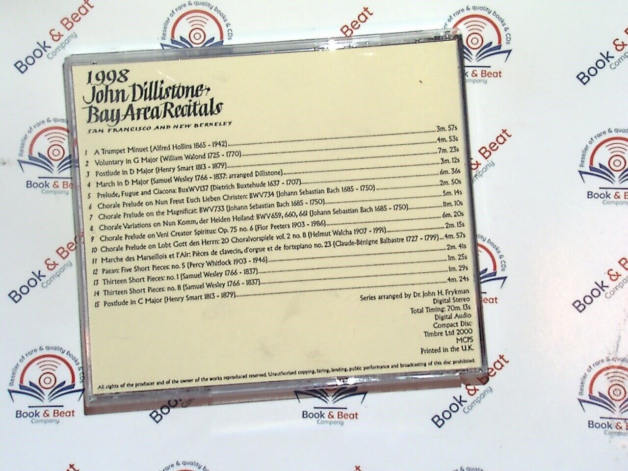 1998 John Dillistone Bay Area Recitals : San Francisco & New Berkeley CD Mint
