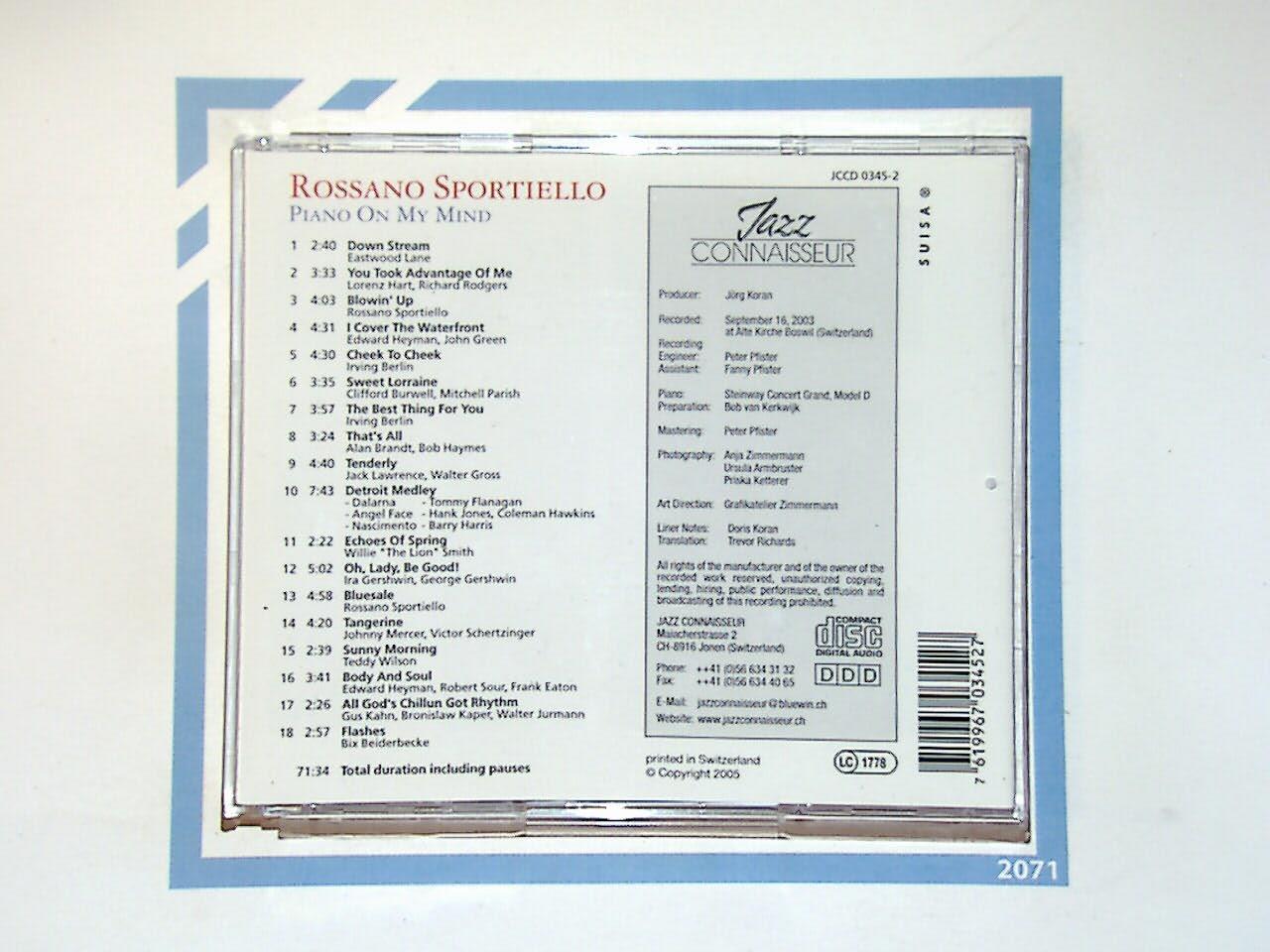 Bookandbeat.com, Rossano Sportiello, Solo Piano, Piano On My Mind, CD, Mint, Jazz Piano, Solo Performance, Instrumental, Jazz Music, Classical Jazz, Collectible, Music Album, Pianist, Smooth Jazz, Improvisation, Piano Jazz Standards, Swing, Mint Condition,