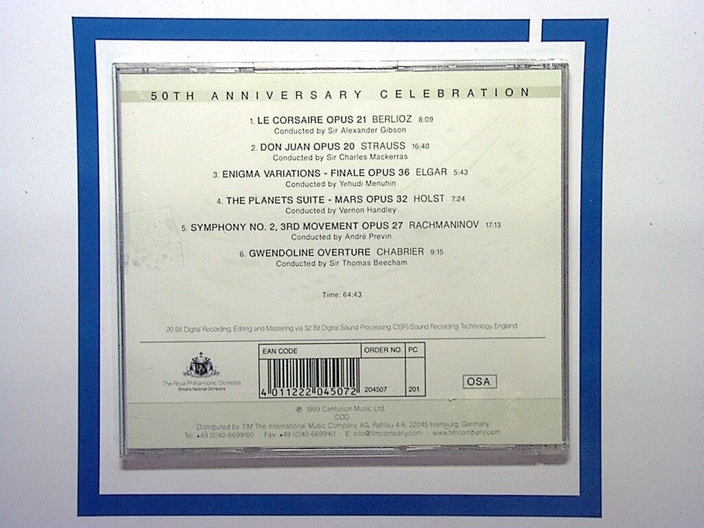 Royal Philharmonic Orchestra, 50th Anniversary Celebration, CD, Mint, Bookandbeat, Classical Music, Symphonic Orchestra, Anniversary Album, Collectible CD, Orchestral Masterpieces, Classical Collection, Mint Condition, Music Celebration, Iconic Orchestra
