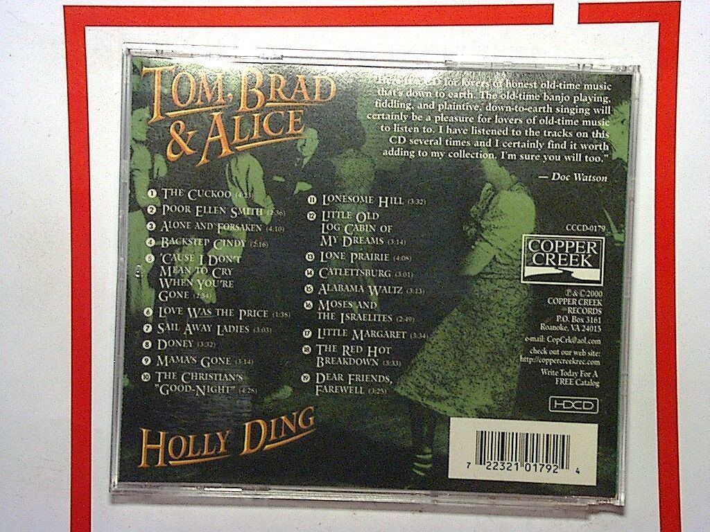 Bookandbeat.com, Tom Brad & Alice, Holly Ding, CD, Folk Music, Americana, Traditional Music, Acoustic, Bluegrass, Country Folk, Music Album, Collectible, Roots Music, Vocal Harmony, Old-Time Music, Appalachian Folk, Singer-Songwriter,