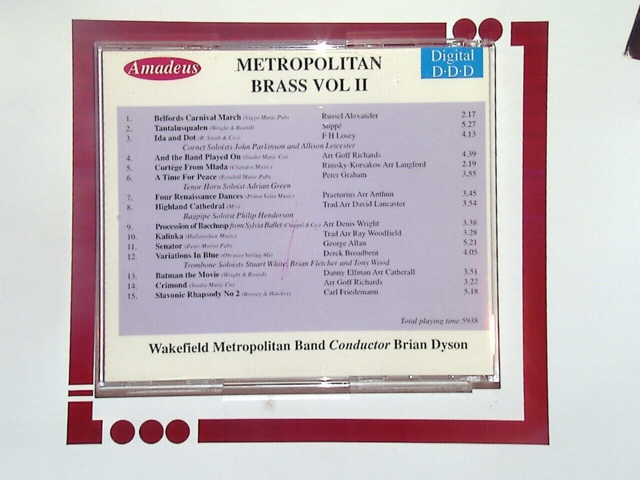 Bookandbeat.com, Wakefield Metropolitan Band, Metropolitan Brass Vol II, Brain Dyson, CD, Brass Band Music, Instrumental, British Brass Band, Traditional Brass, Classical Music, Wind Ensemble, Concert Band, Collectible, Music Album, Brass Ensemble, Orchestral Sounds,