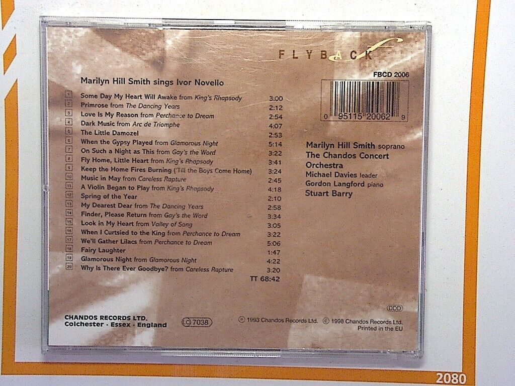 Marilyn Hill Smith, Ivor Novello, CD, Soprano, Classic songs, British music, Musical theatre, Orchestral, Bookandbeat.com, Stage performance, Romantic songs, Golden age, Timeless, Iconic composer, Classic vocals, Theatre songs, Emotional, Ivor Novello fans, Vocal performance, Show tunes, Classical voice,