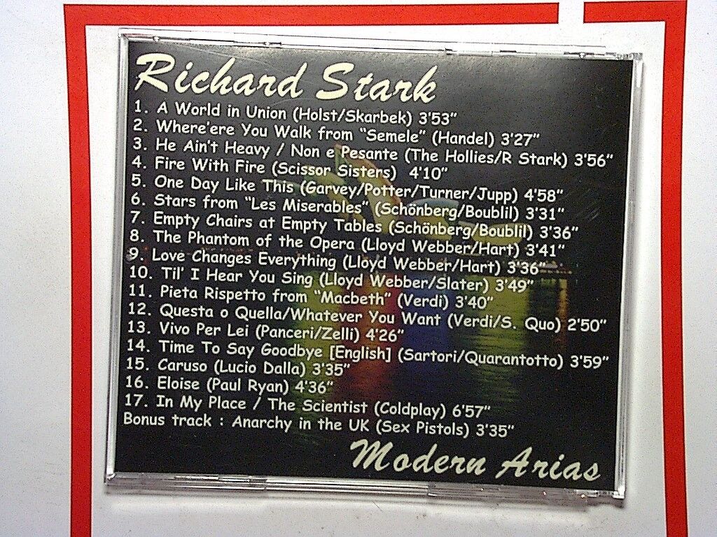Richard Stark, Modern Arias, Classical music, CD, Contemporary arias, Vocal performance, Opera, Modern classical, Bookandbeat.com, Orchestral music, Classical vocals, New compositions, Operatic voice, Dramatic music, Sacred arias, Avant-garde, Emotional, Classical crossover, Modern opera, Vocal artistry, Unique voice,