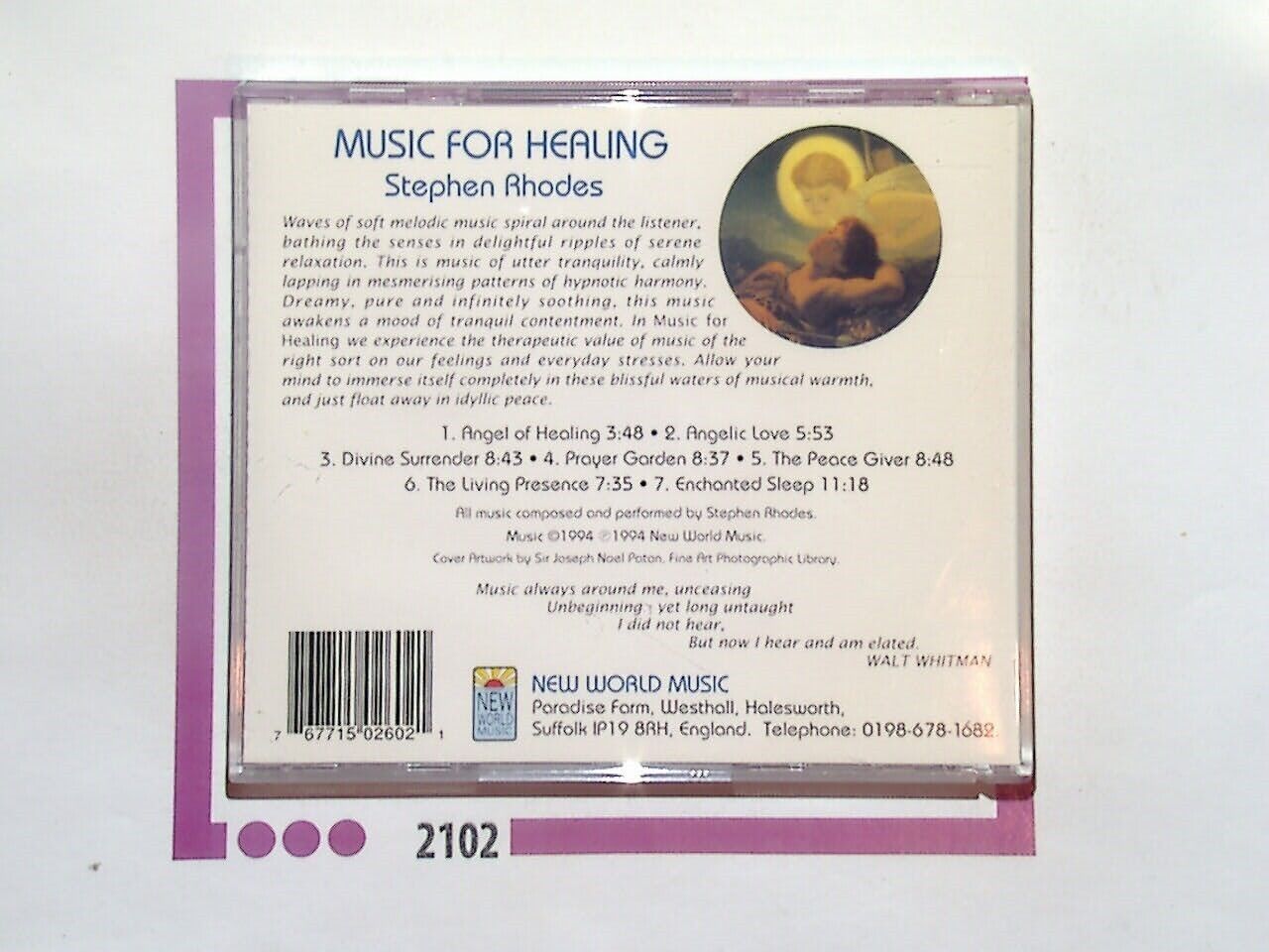 Stephen Rhodes, Music for Healing, New Age Music, Relaxation Music, Meditation Music, Healing Sounds, Soothing Melodies, Ambient Music, Spiritual Music, Tranquil Tunes, Wellness Music, Stress Relief, Instrumental Music, Peaceful Vibes, VGC CD, Bookandbeat.com,new CDs, used CDs, new books, used books, online music store, online bookstore, rare CDs, rare books, affordable books, affordable CDs, book lovers, music enthusiasts, collectible CDs, vintage books,DVD,