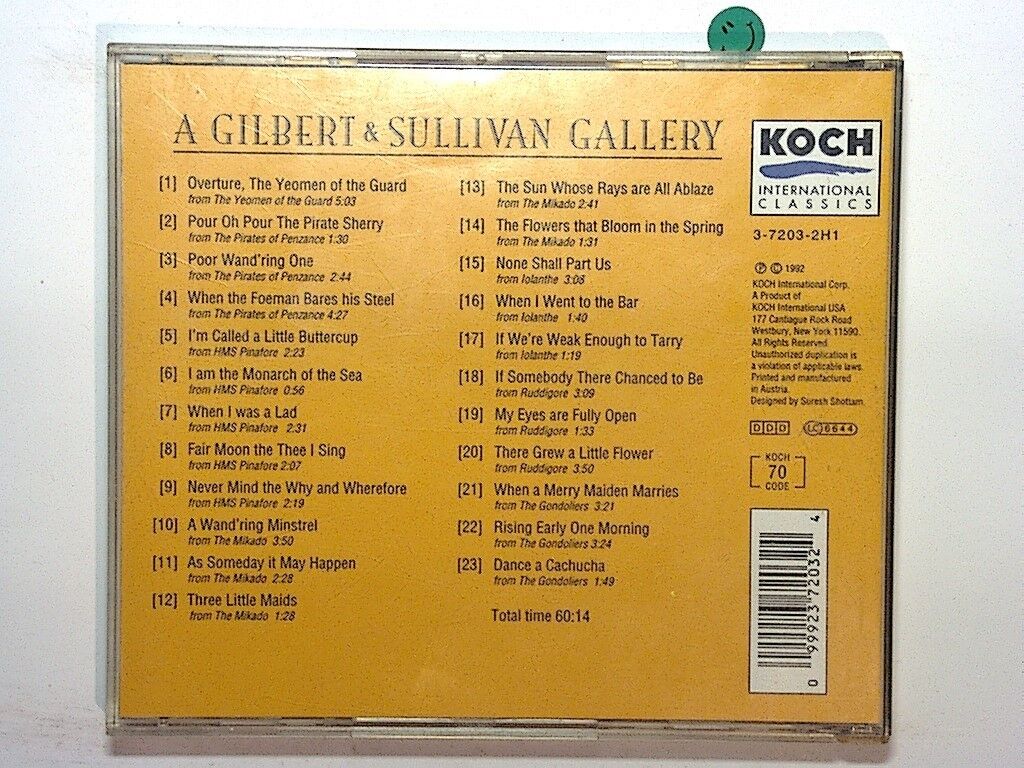 Sir Arthur Sullivan  -  A Gilbert & Sullivan Gallery Cd Mint