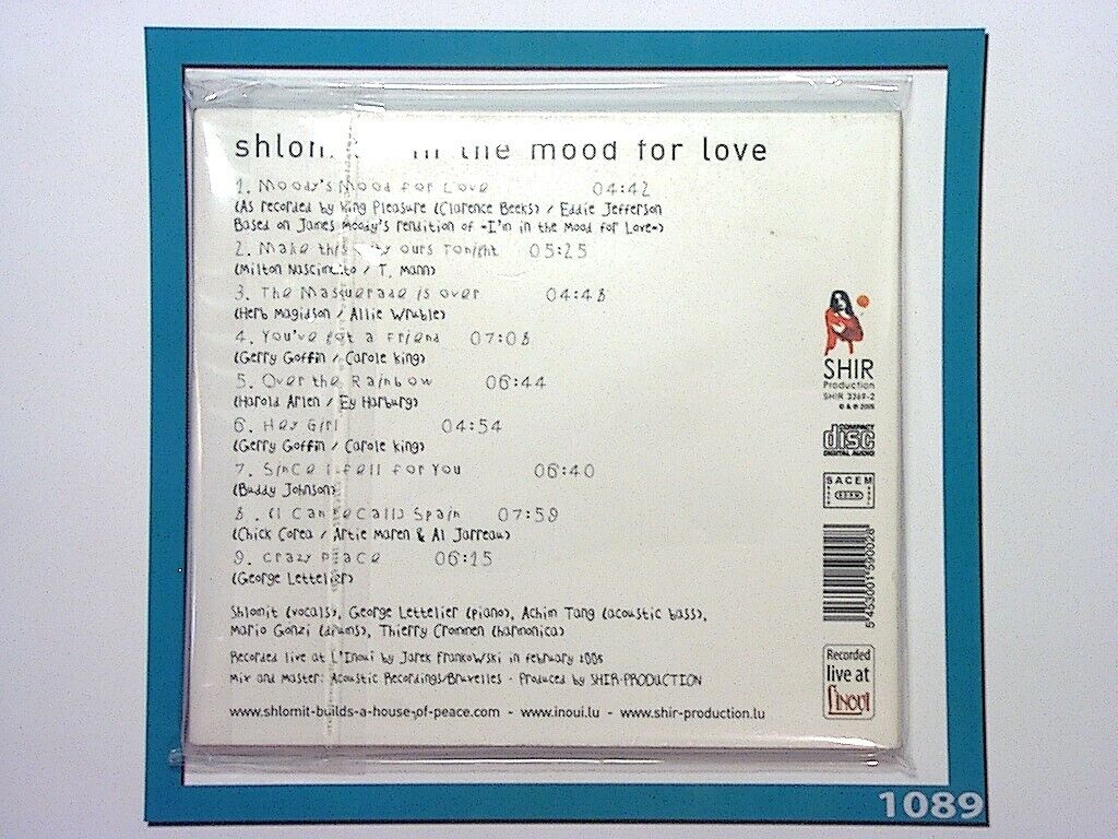 Shlomit "In the Mood for Love" CD, LIVE 2005 Mint (Gift Option)*