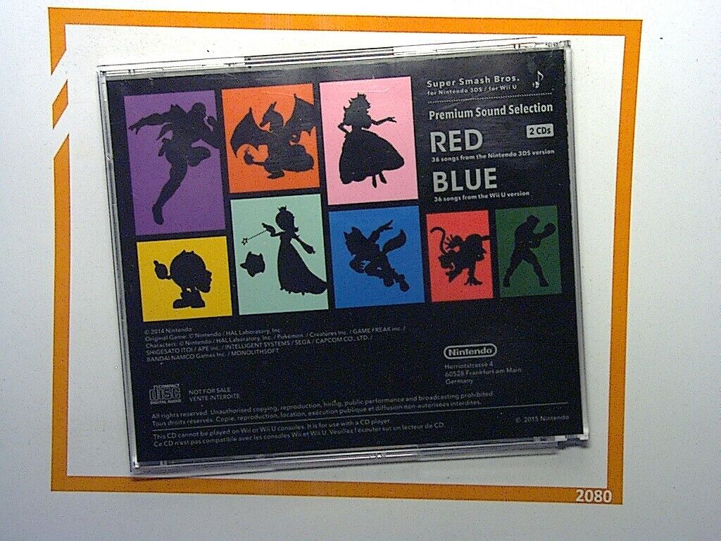Super Smash Brothers	Premium Sound Selecton For Nintendo 3Ds & Wii U 2Cd mint