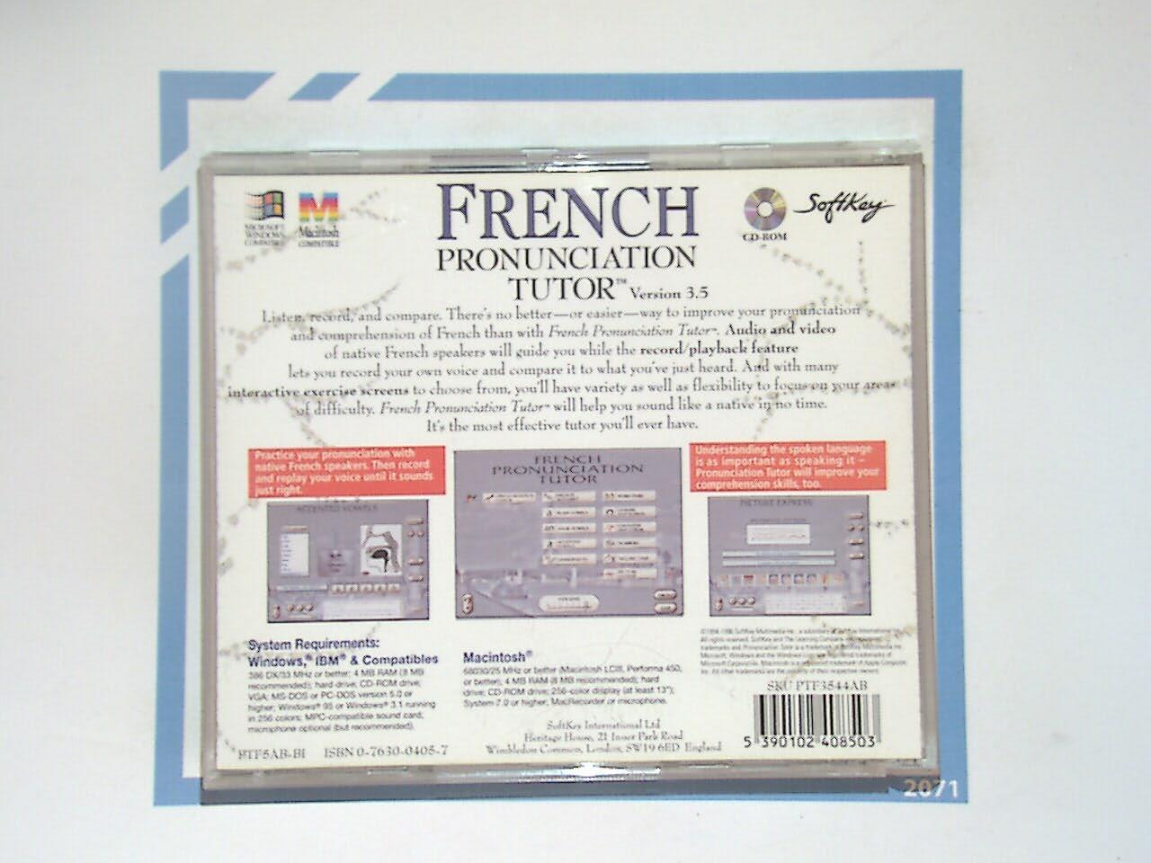 Softkey French Pronunciation Tutor 3.5 CD-Rom Mint