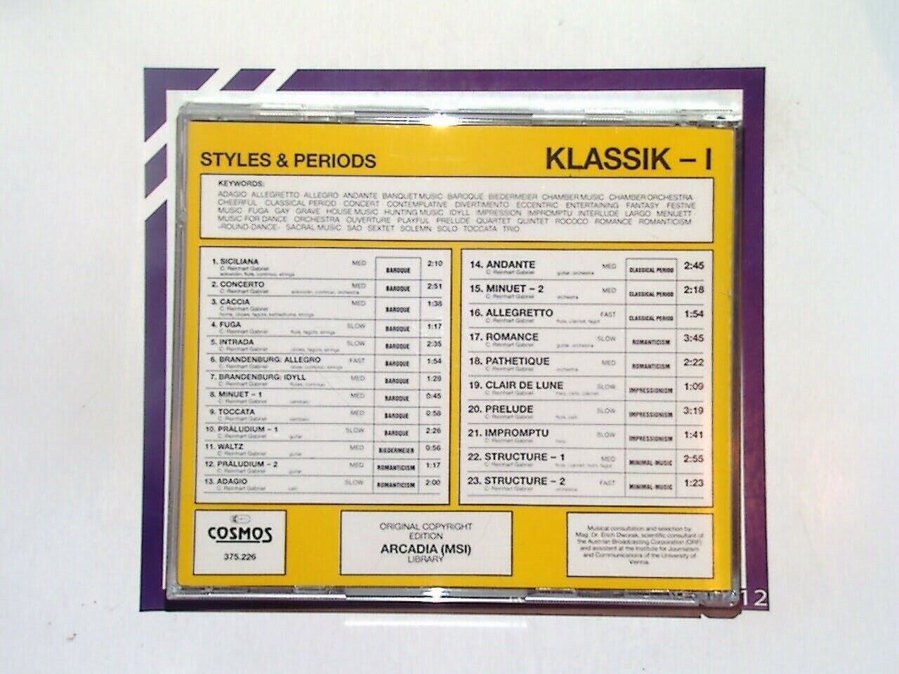 Stilrichtungen Styles & periods Klassik I Production Music CD Mint