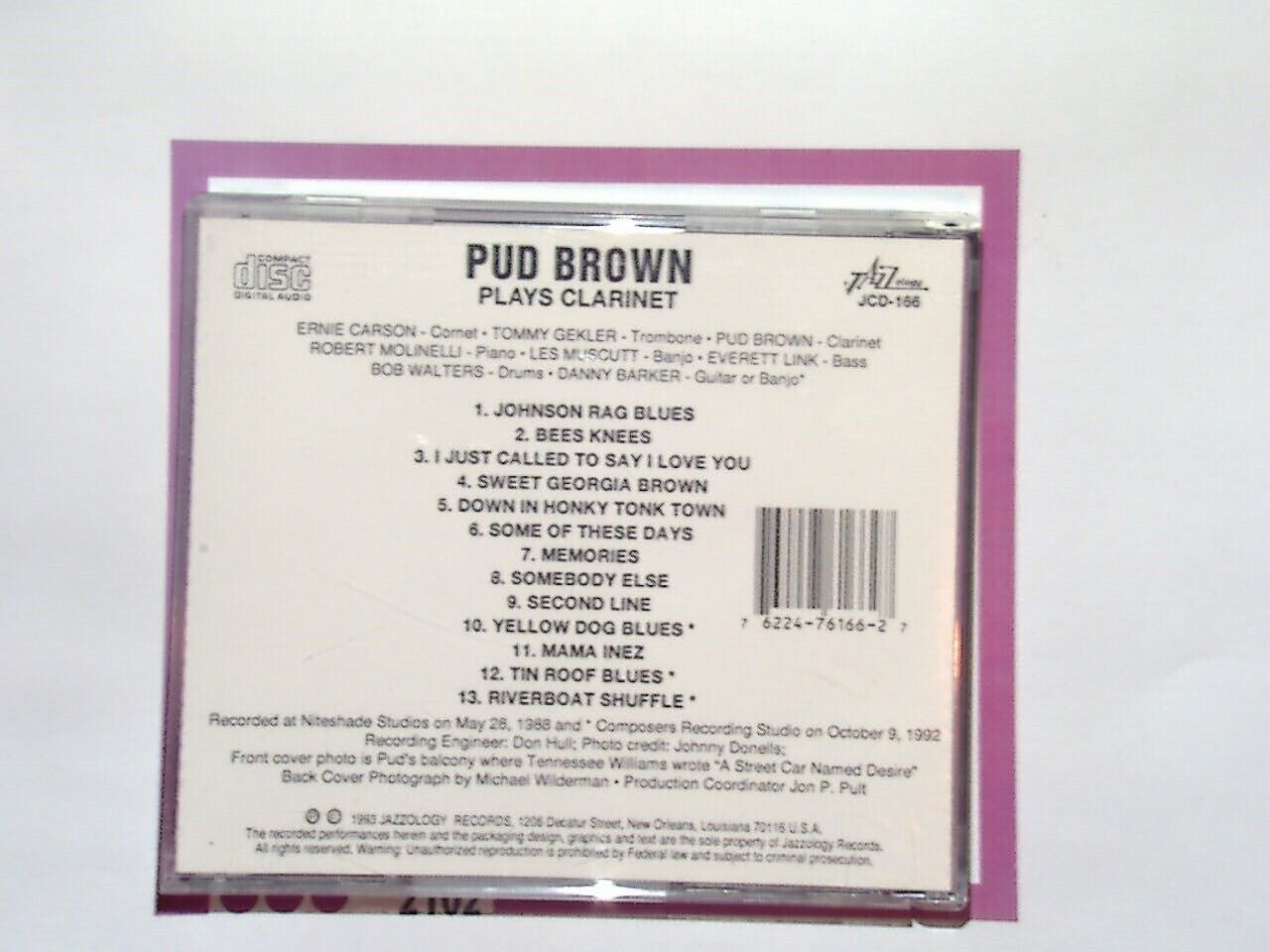 Pud Brown	Plays Clarinet CD Nr Mint