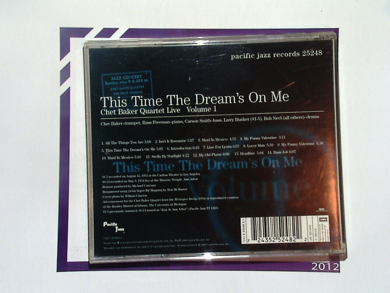 This Time The Dream's On Me: Chet Baker Quartet Live; Volume 1 CD Mint