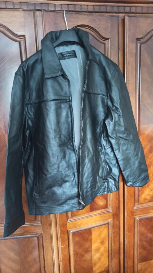 Vintage Men's George Soft Real Leather zipped Jacket  Large Ex Condition