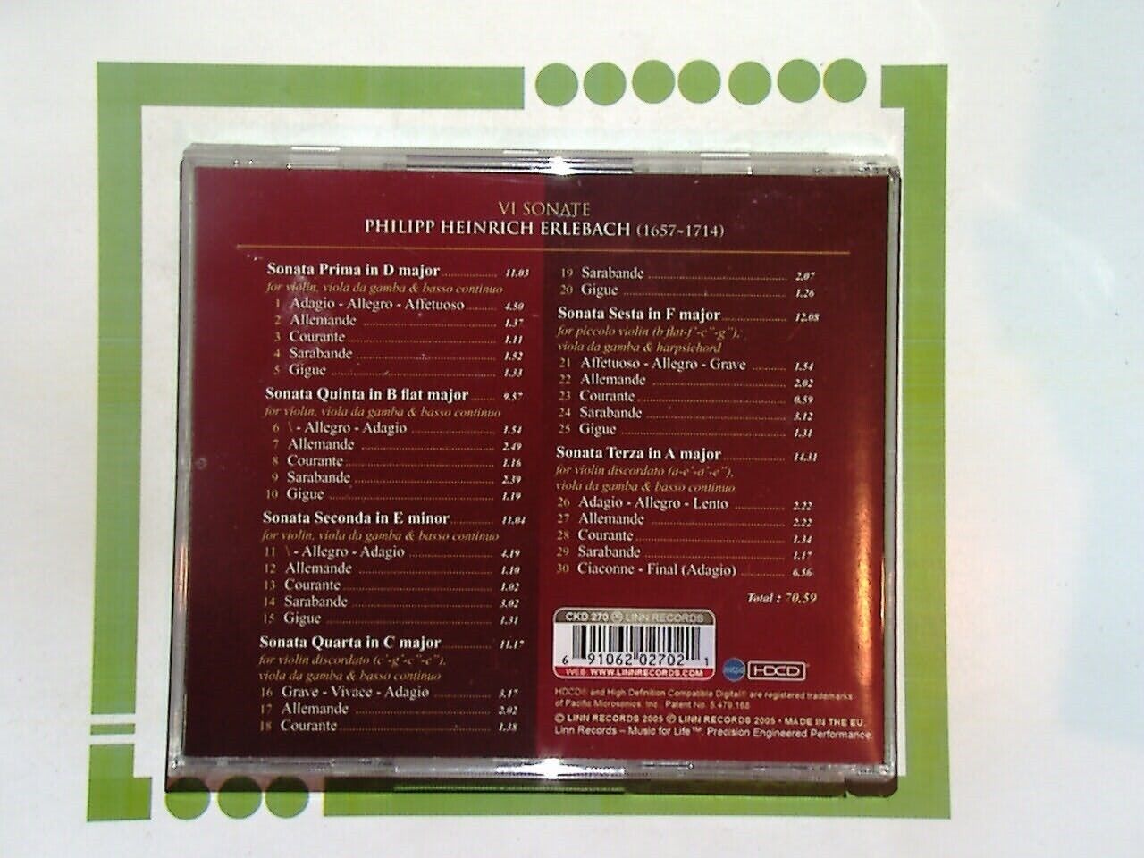 Rodolfo Richter Erlebach VI Sonate Sonate CD Nr Mint