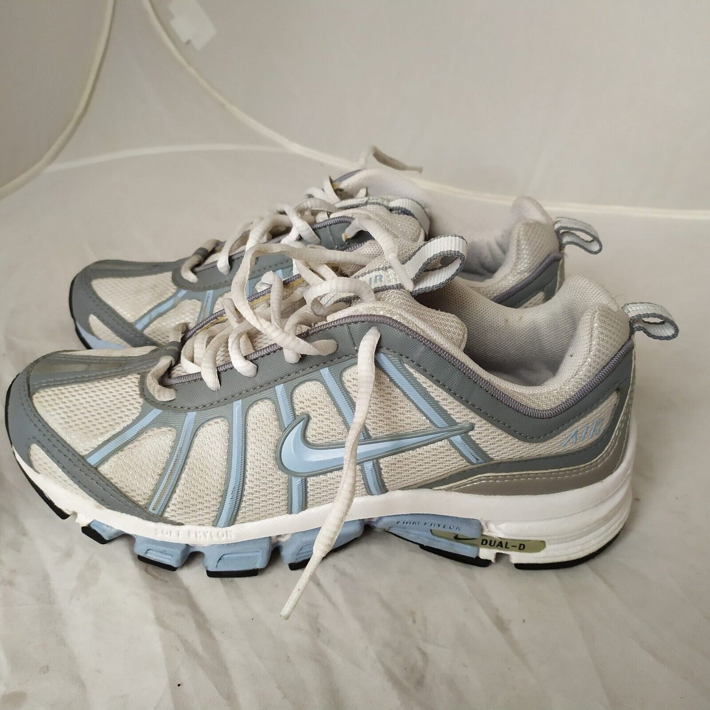 Nike Womens Air Dual-D Phylon White, Lt Blue & Silver Trainers UK 4.5 EU 38 VGC