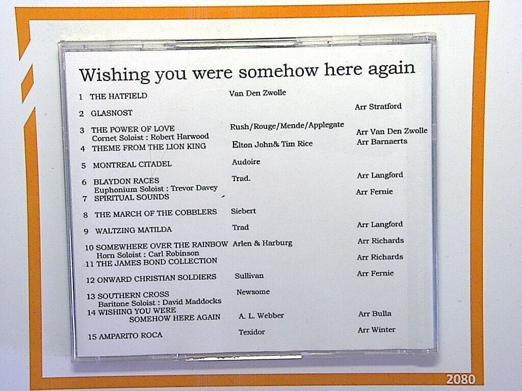 The Colchester Brass Band -Hatfields	Wishing You Were Somehow here Again Cd Mint