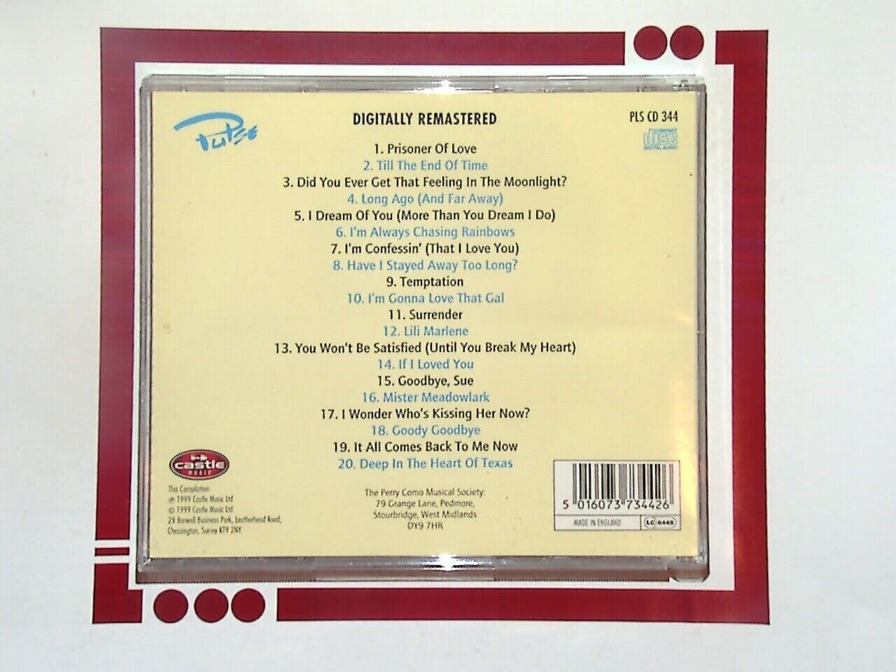 Perry Como	Prisoner Of Love  CD Mint