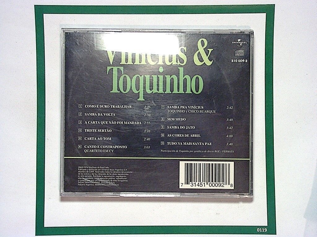 Vinicius & Toquinho CD Nr Mint Rare