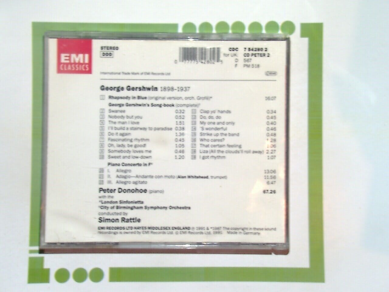 Sir Simon Rattle	Gershwin: Piano Works CD Nr Mint