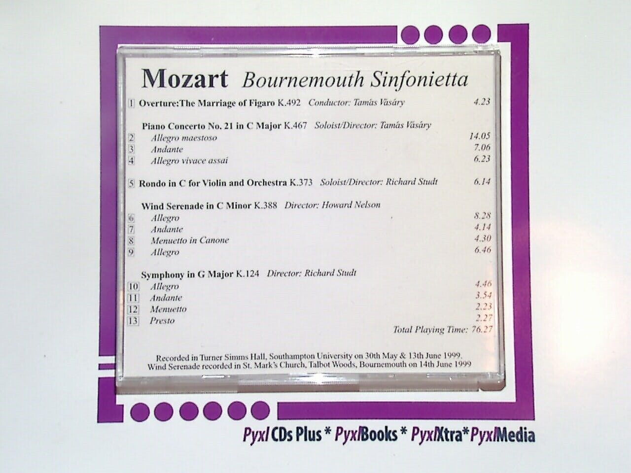 Tamas Vasary Plays Mozart	Bournemouth Sinfonietta CD Mint Rare