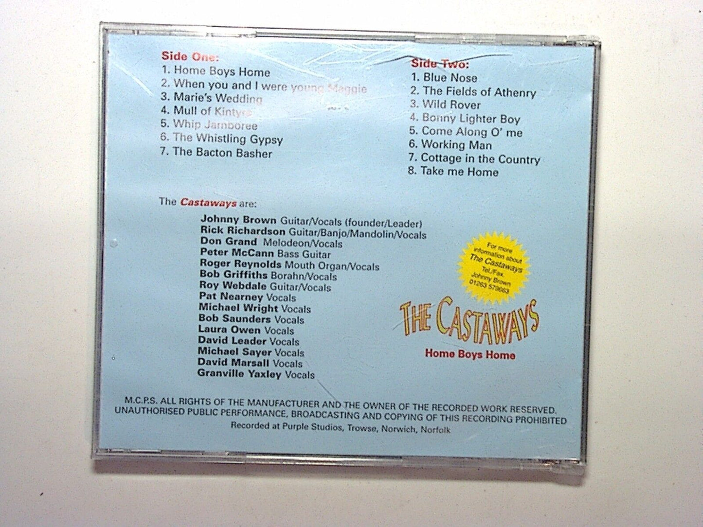The Castaways - Home Boys Home CD Nr Mint