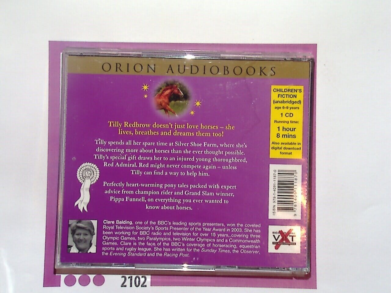 Pippa Funnell	Red Admiral: Book 2 (Tilly's Pony Tails) Audio CD Mint