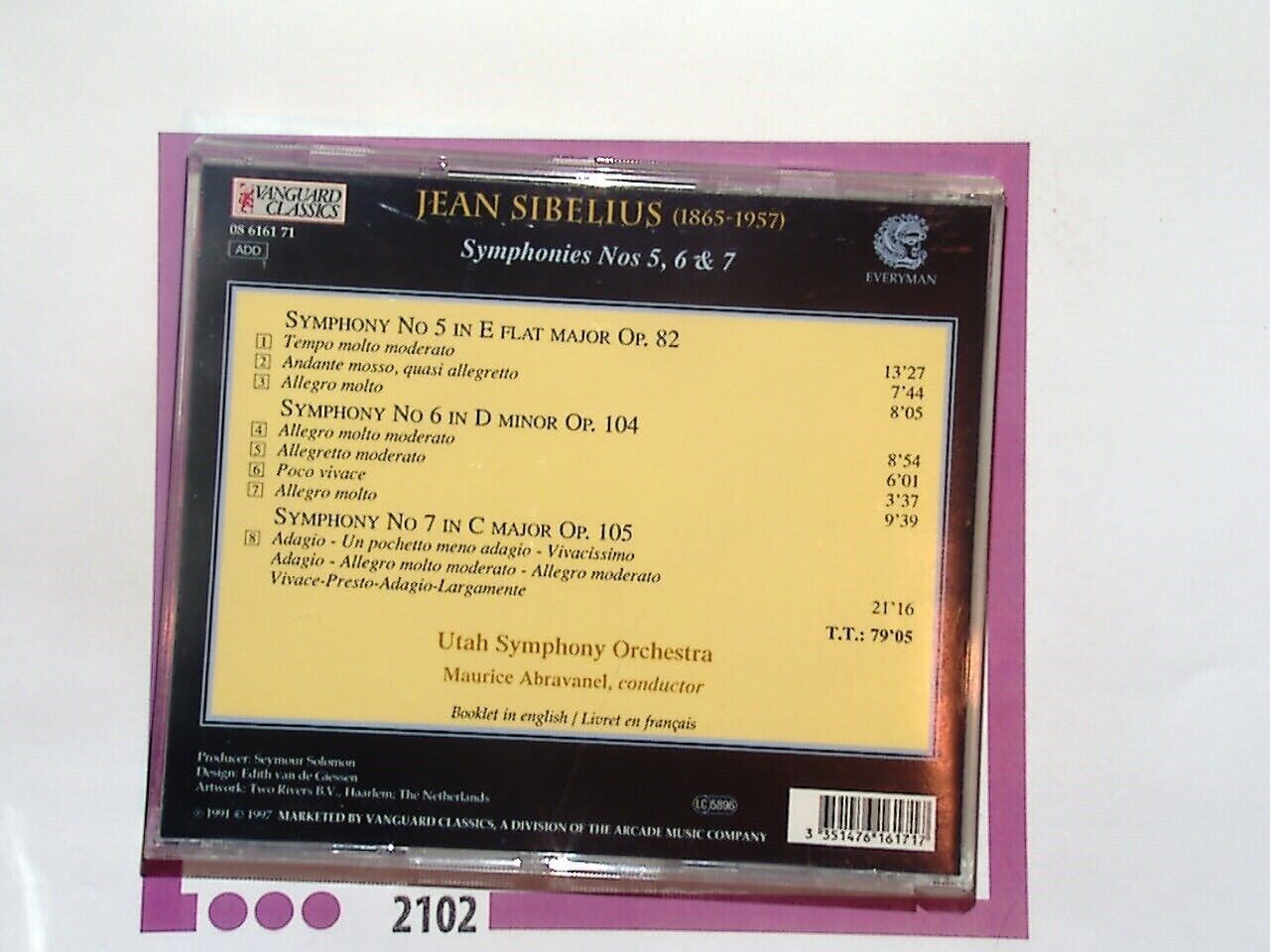 Utah Symphony Orchestra	Sibelius: Symphonies Nos 5,6 & 7 CD Mint