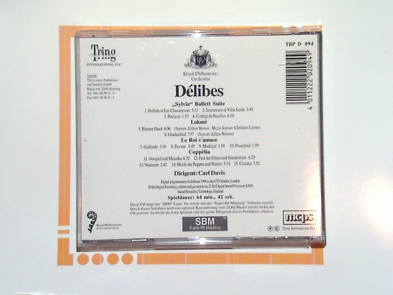 Royal Philharmonic Orchestra	Delibes Sylvia / Lakme / Le Rois s'amuse  CD NrMint