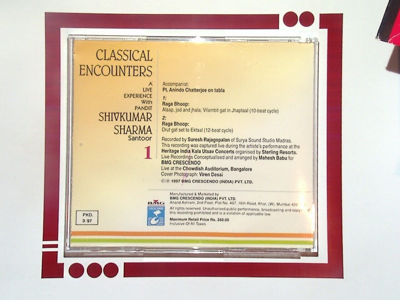 Pandit Shivkumar Sharma 	Classical Encounters A Live Experience With CD Mint