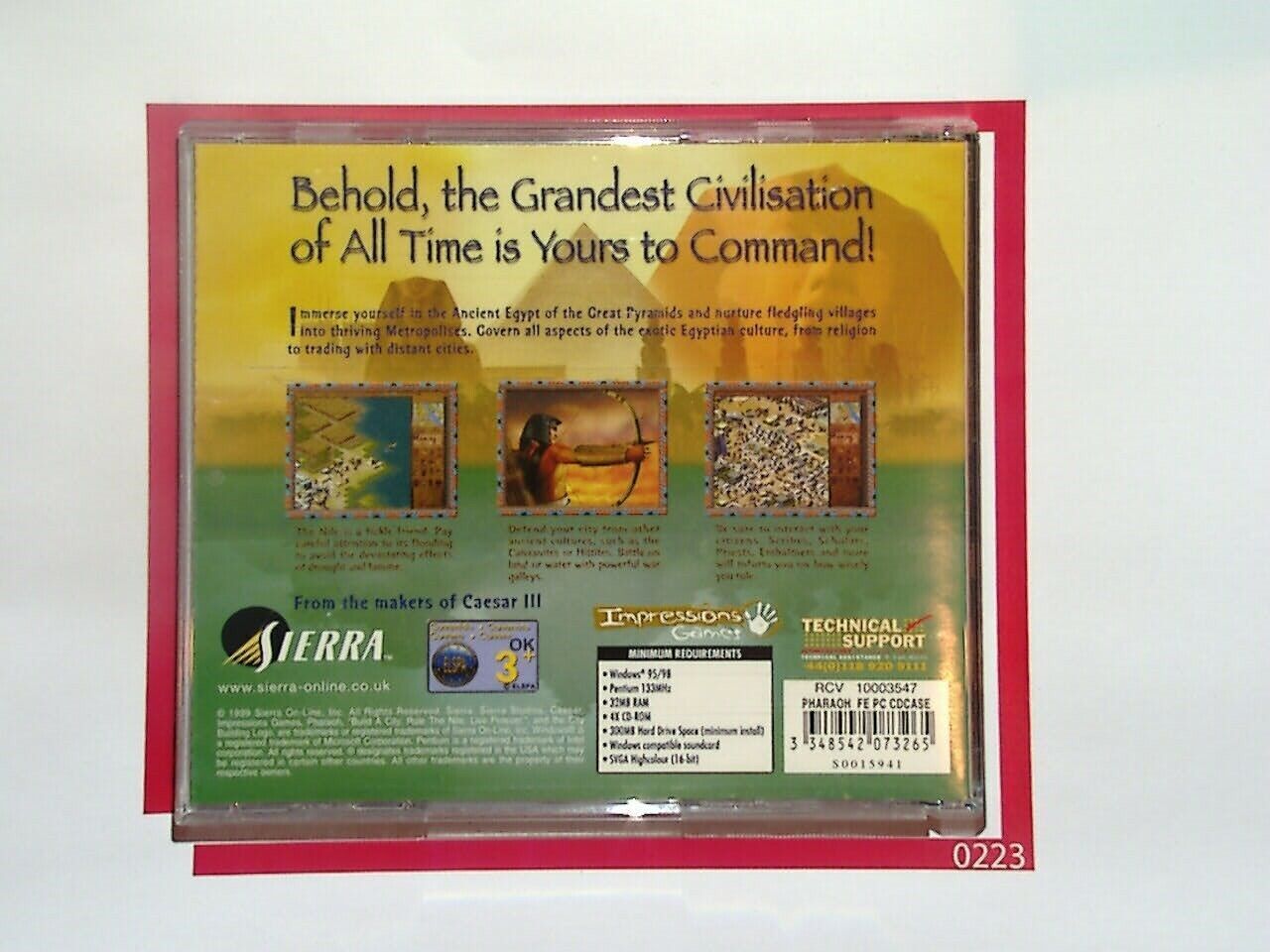 Sierra	Pharaoh PC Game CD-Rom Nr Mint