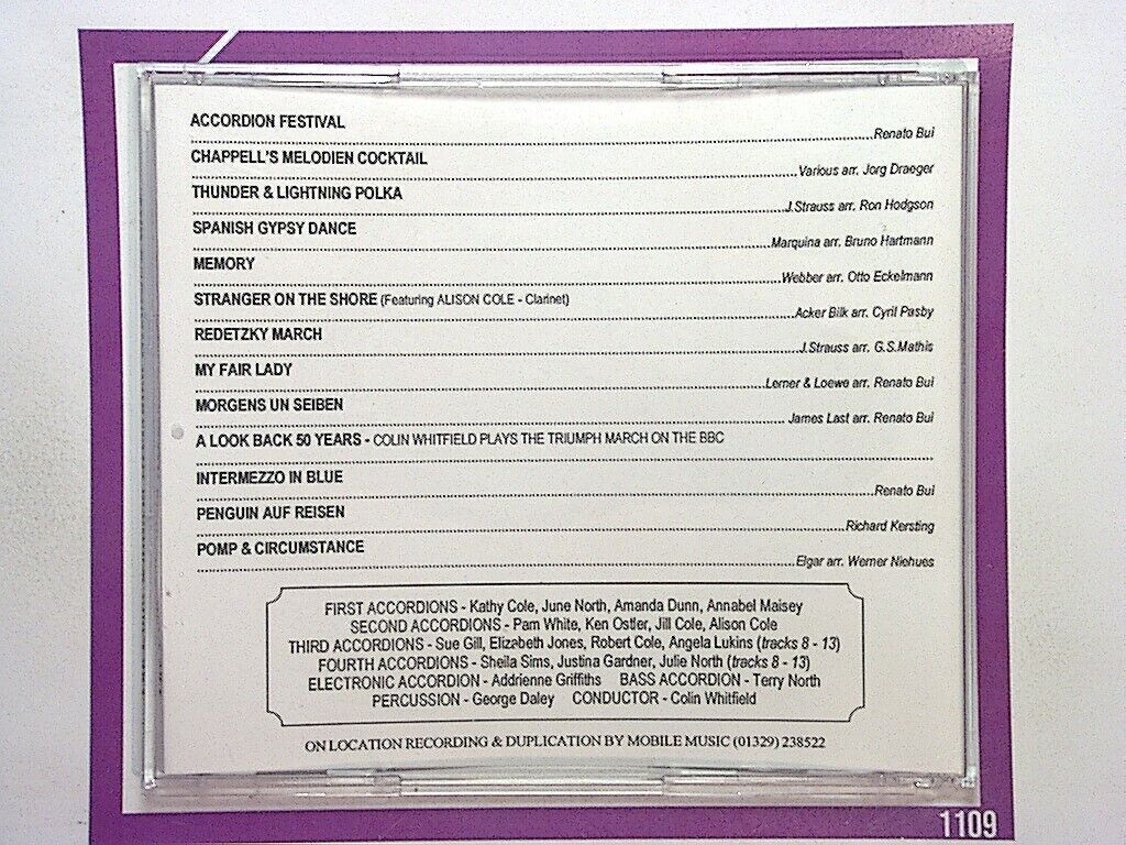The Colin Whitfield Accordion Orchestra Live	Turner Sims Concert Hall CD Nr Mint
