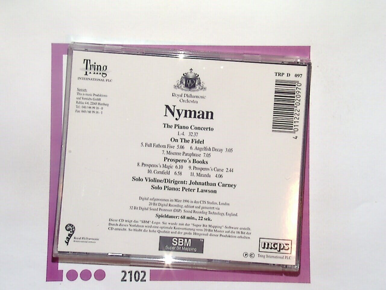 Royal Philharmonic Orchestra	Nyman The Piano Concerto CD Nr Mint